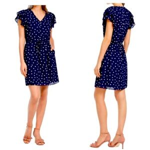 Pre Owed Maison Jules Navy Blue w/white. Polka Dot Dress.